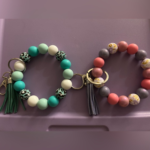 Hand Crafted Beaded Keychain Bracelets - Pink, Blue, Purple, Gold - Picture 5 of 16